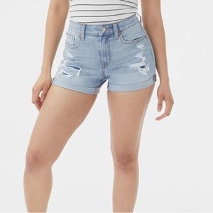 Aeropostale Womens Flex Effects High-Rise Denim Midi Shorts